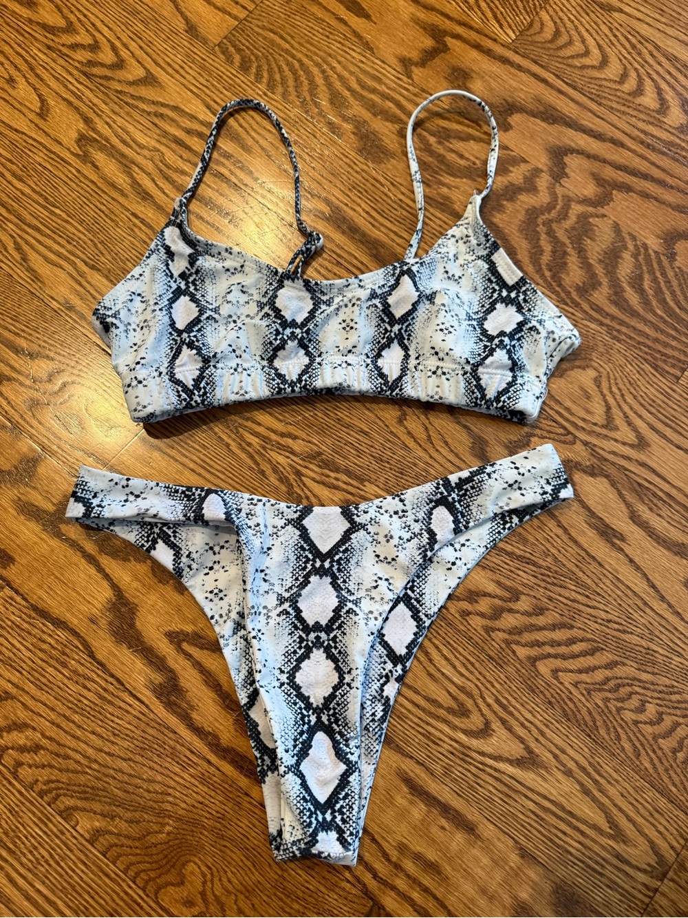 Snake Print Bikini Set in Black & White